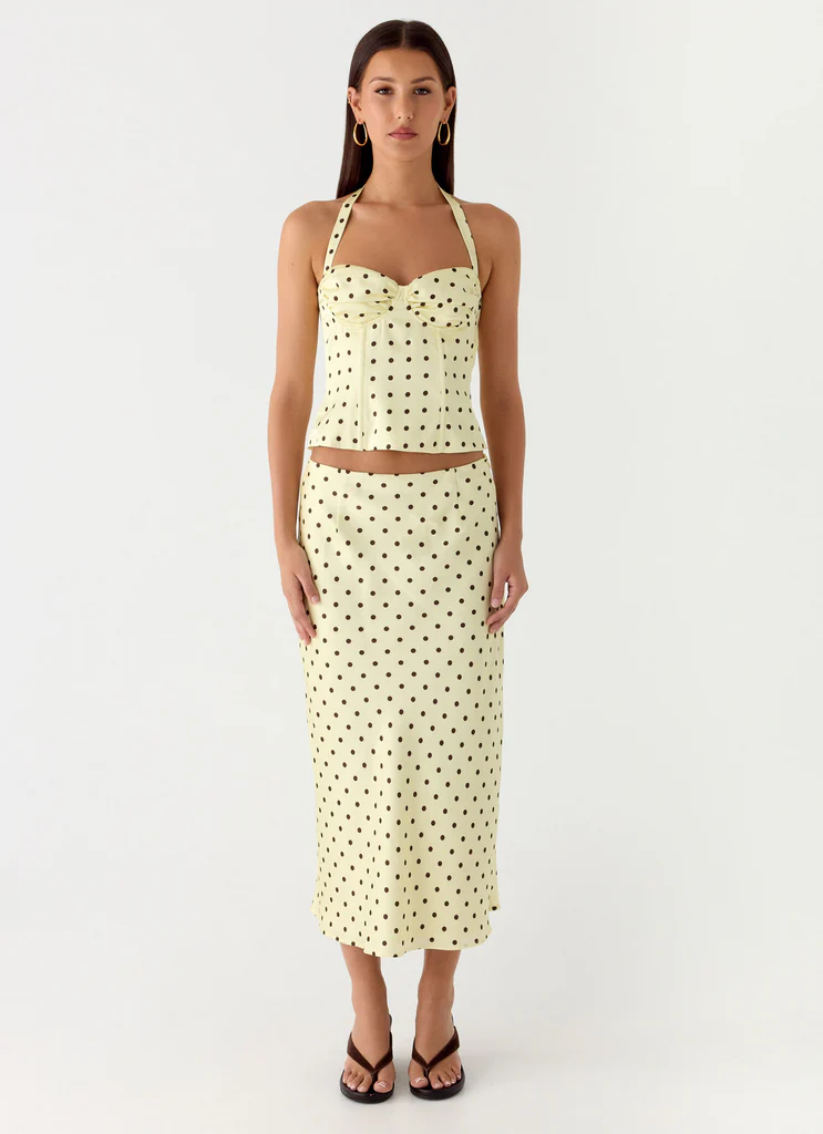 Jupe Midi Breanne - Rayures jaunes