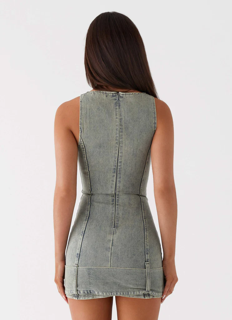 Robe Mini Dark Matter - Denim lavé