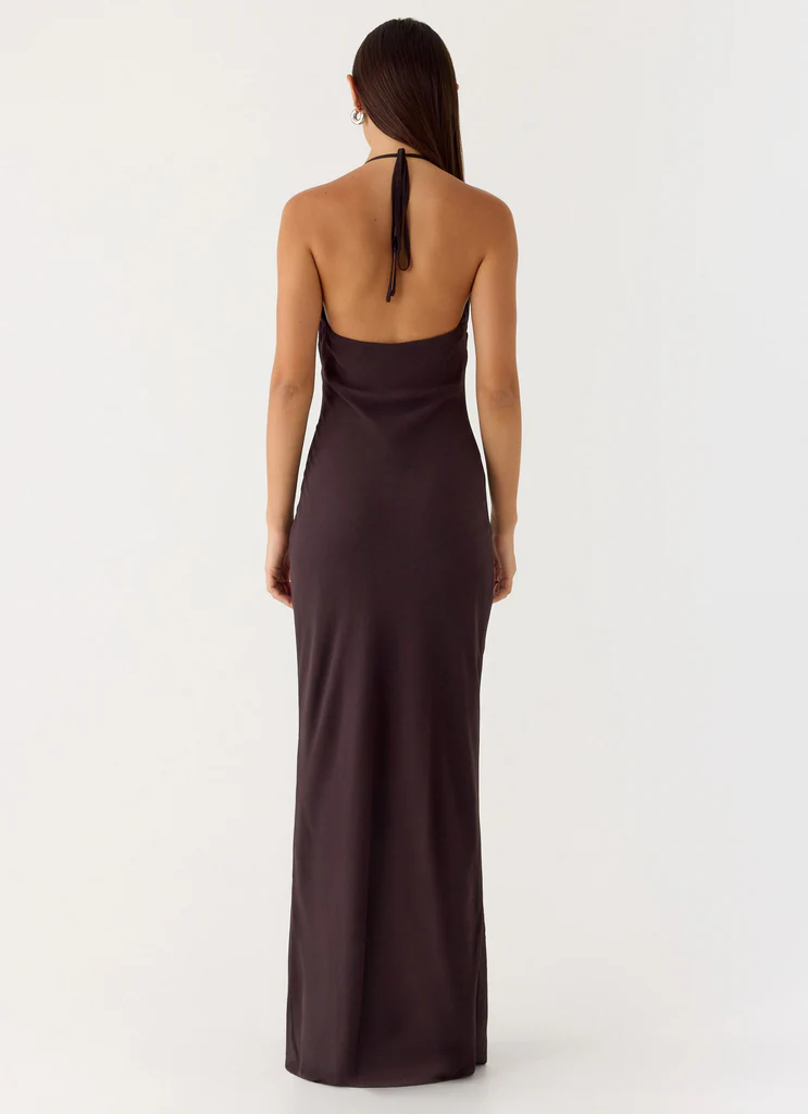 Robe maxi à bretelles Indya - Chocolat