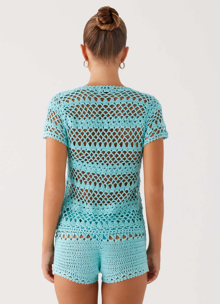 Top en crochet Kristelle - Turquoise