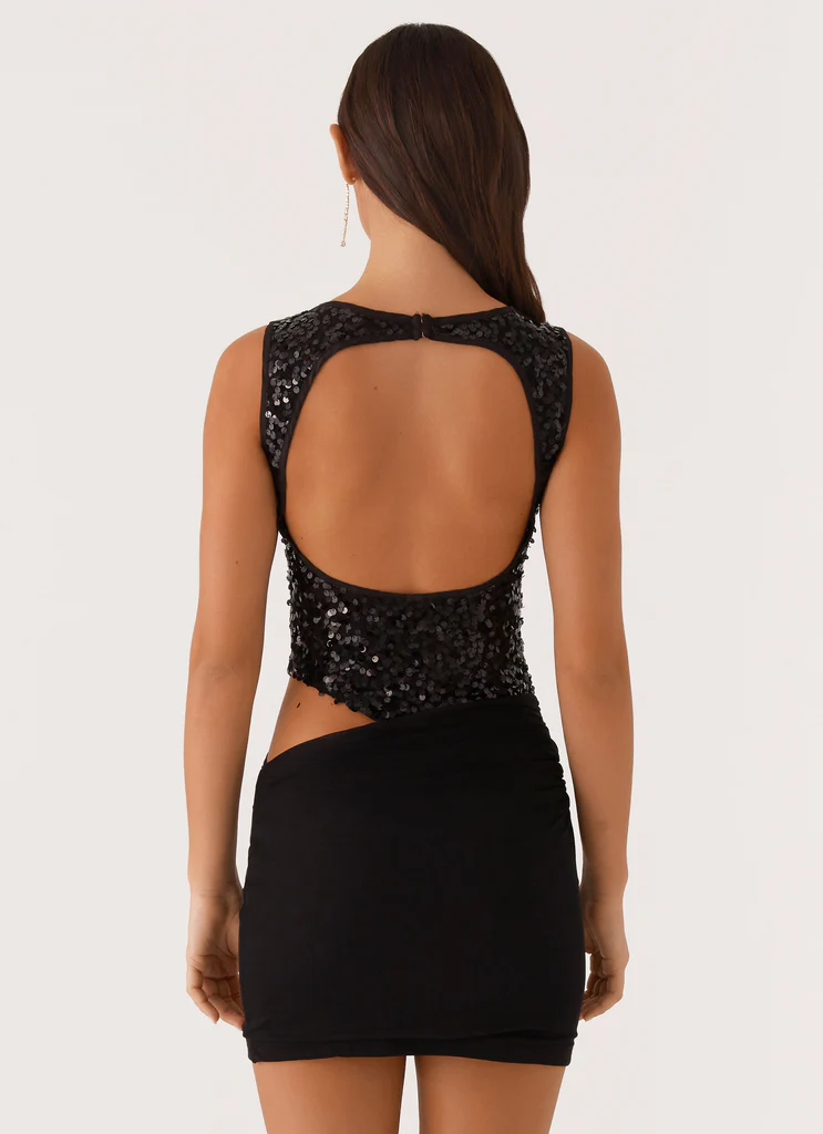 Robe Mini Paillettes Superstition - Noir