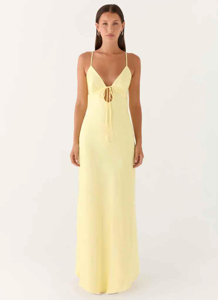 Robe maxi satin Flora - Citron