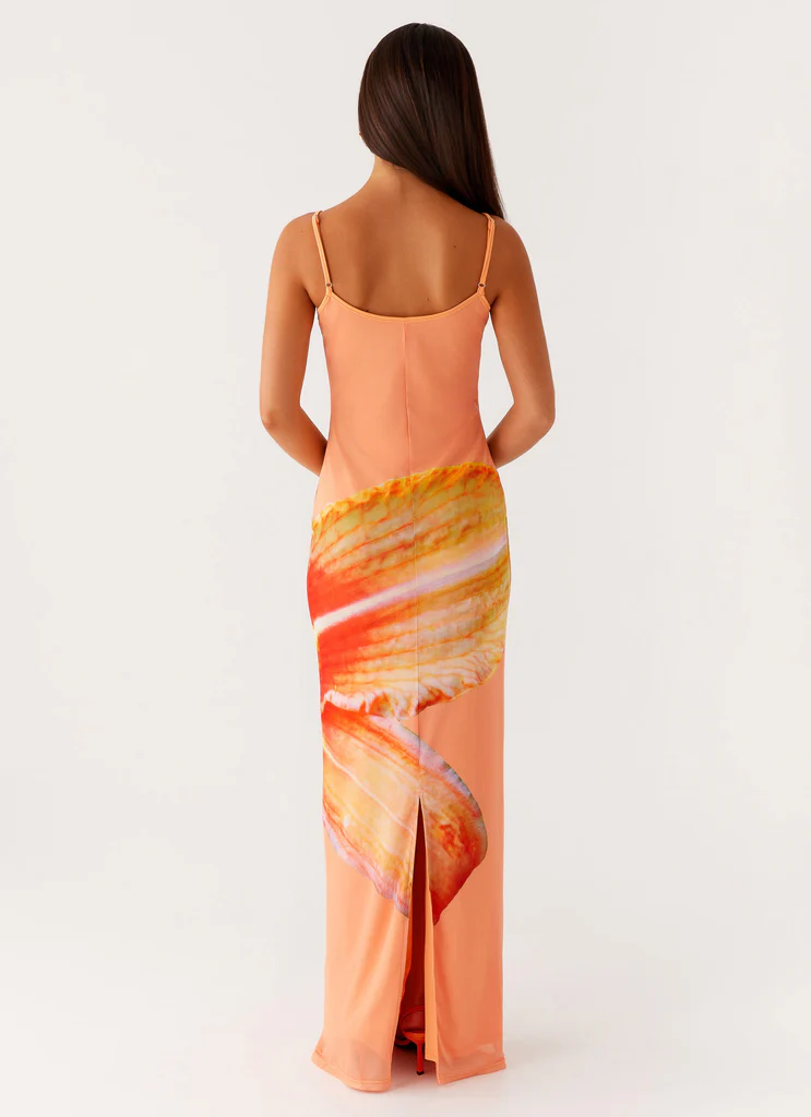Robe maxi en maille Bad News - Florale orange