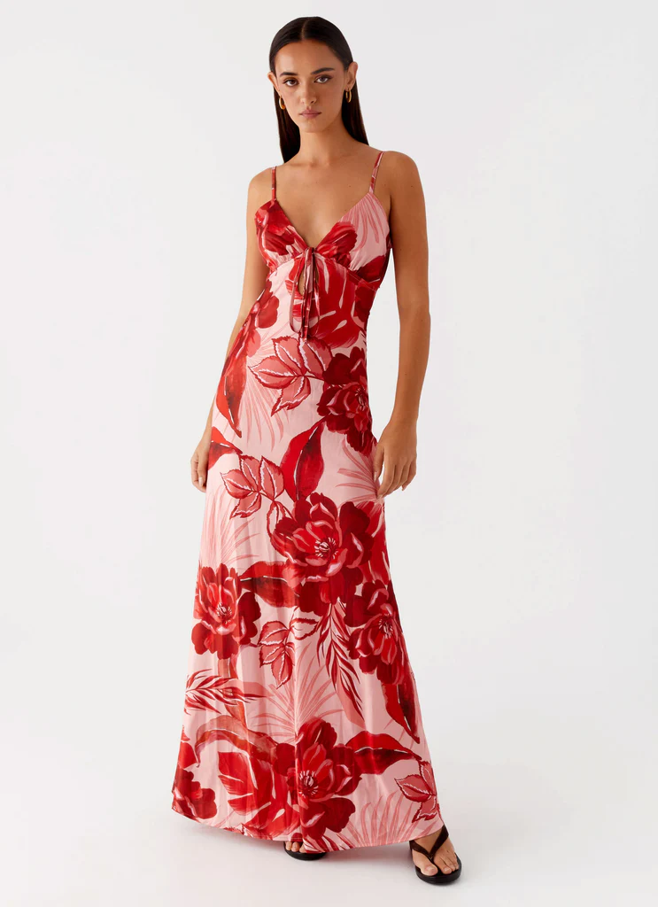 Robe maxi satin Flora - Imprimé Sicily Sunsets
