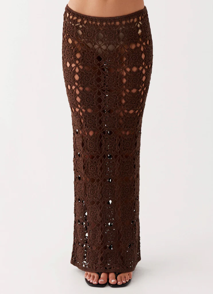 Jupe maxi à dentelle Sorrentino - Chocolat