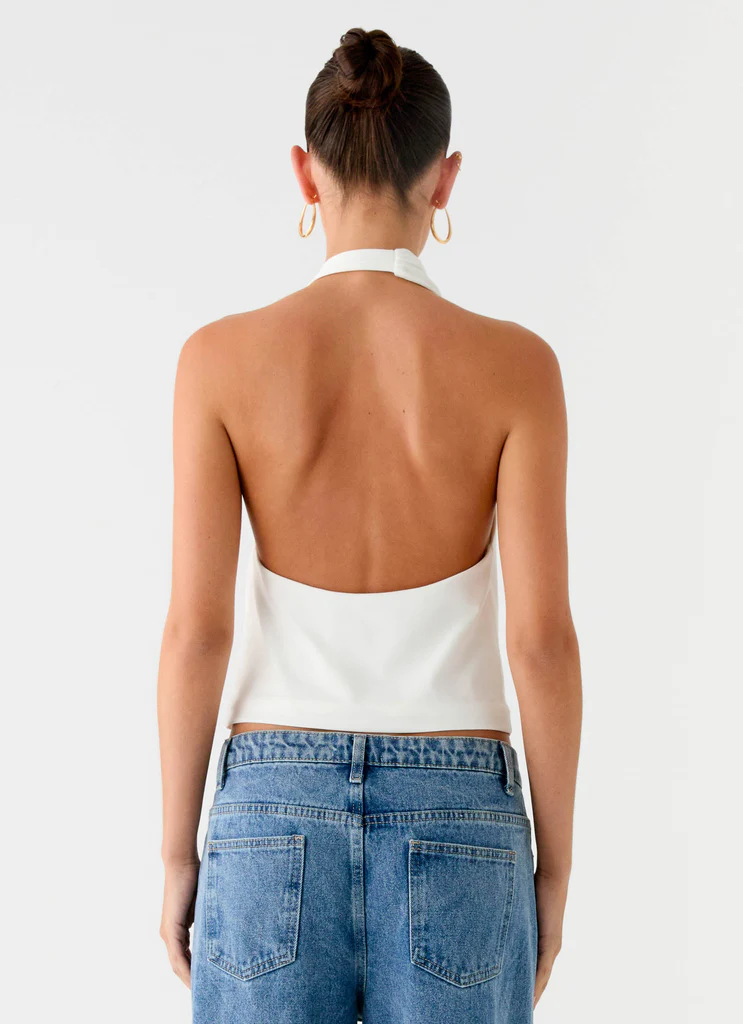 Top évasé Zaylee à ceinture - Blanc