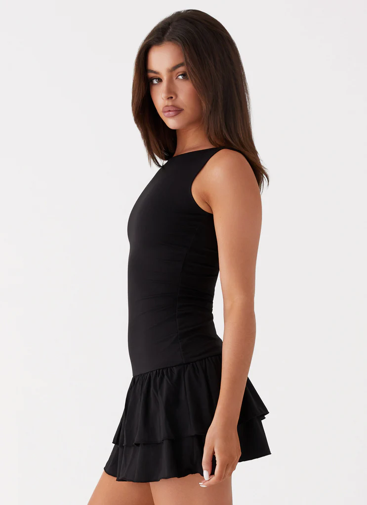 Robe Mini à Volants Rhiannon - Noir