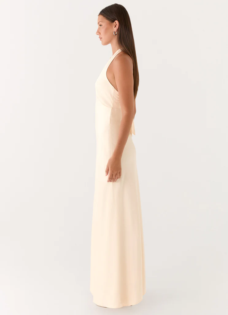 Robe maxi satin Triste cœur - Perle