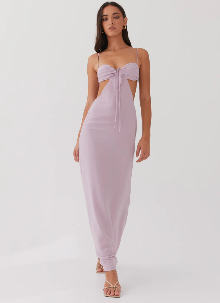 Robe maxi à volants Tyra - Lavande