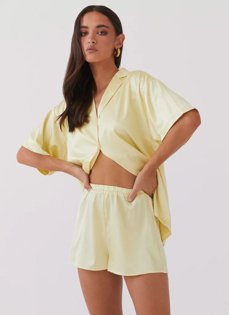 Shorts en satin Julia - Citron