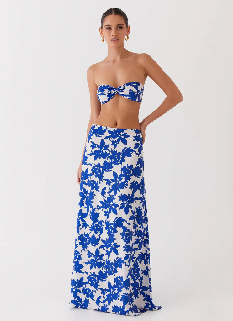 Top à torsade Sky Gaze - Fleurs bleues