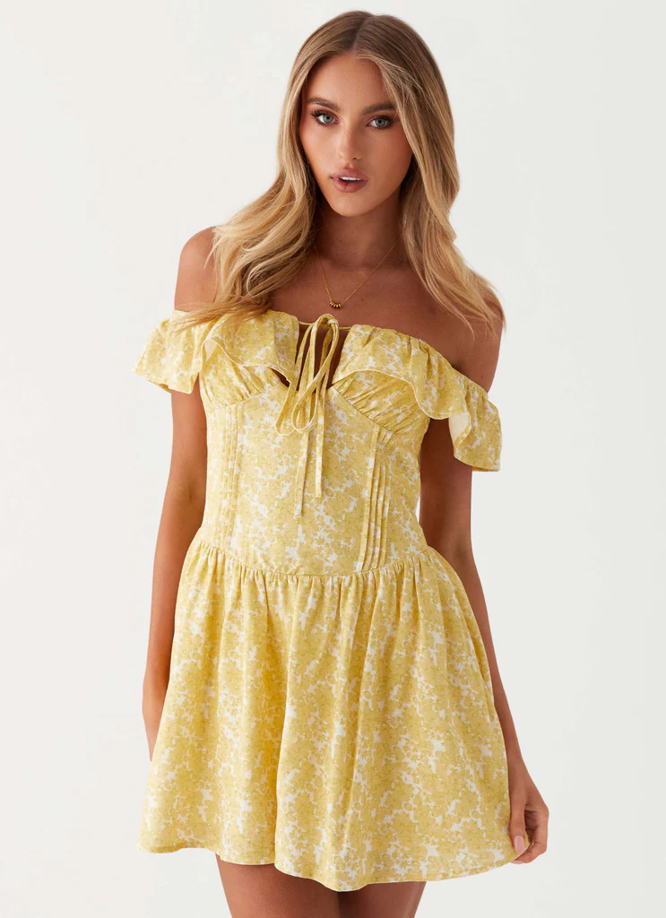 Robe Tarryn Mini - Fleurs jaunes