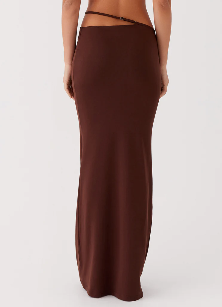 Jupe maxi à taille basse Like You Do - Chocolat