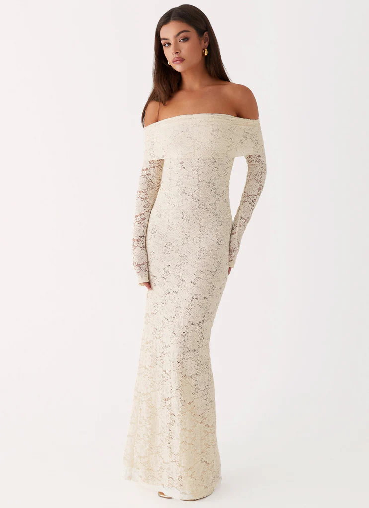 Robe maxi à dentelle Yours Always - Ivoire