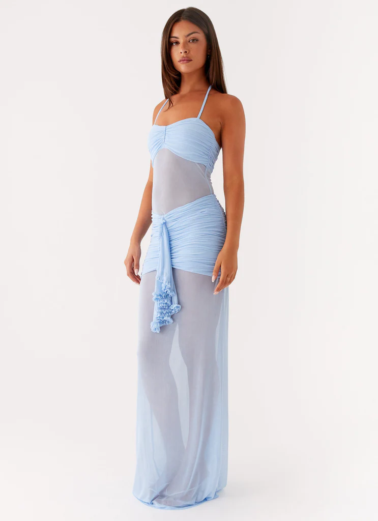 Robe maxi à bretelles Lily - Bleu