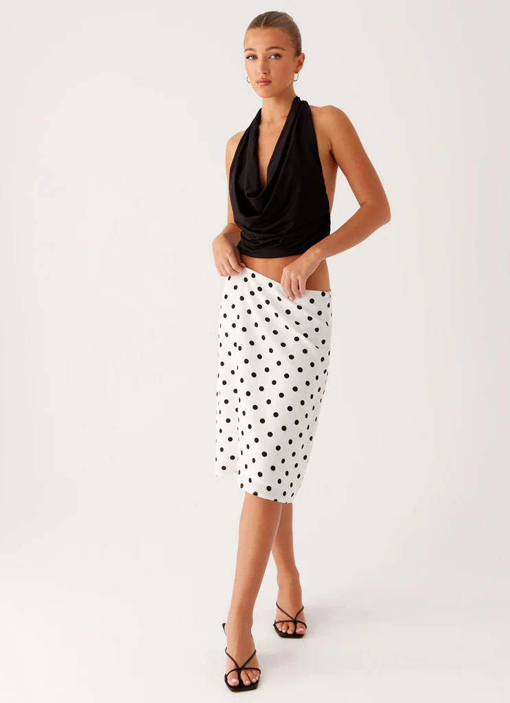 Jupe mi-longue en mousseline Evoke - Rayures blanches