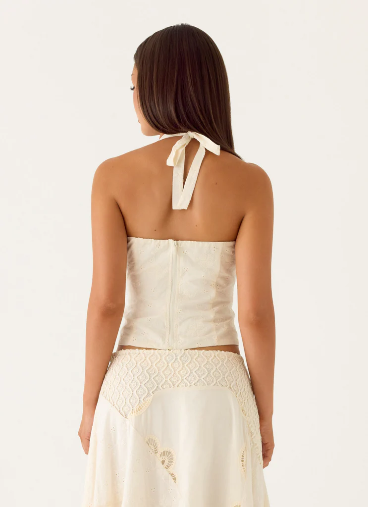 Haut bustier à bretelles Cheryl - Ivoire
