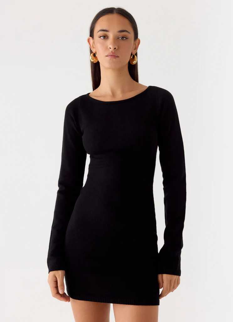Robe Mini Tricot Soft Vision - Noir