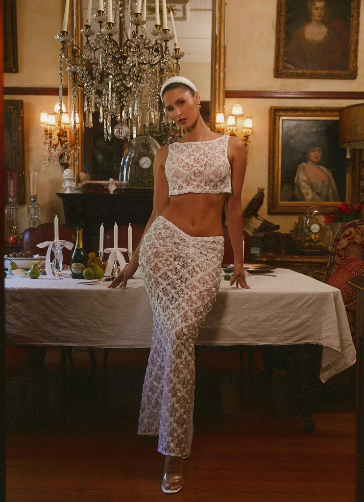 Jupe Maxi Botanical Dream - Blanc