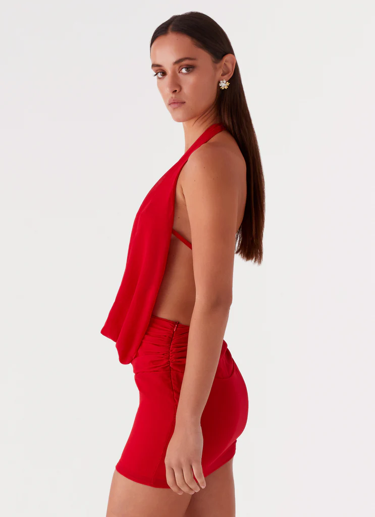 Robe Mini en Chiffon Elysia – Rouge Robe Mini en Chiffon Elysia - Rouge