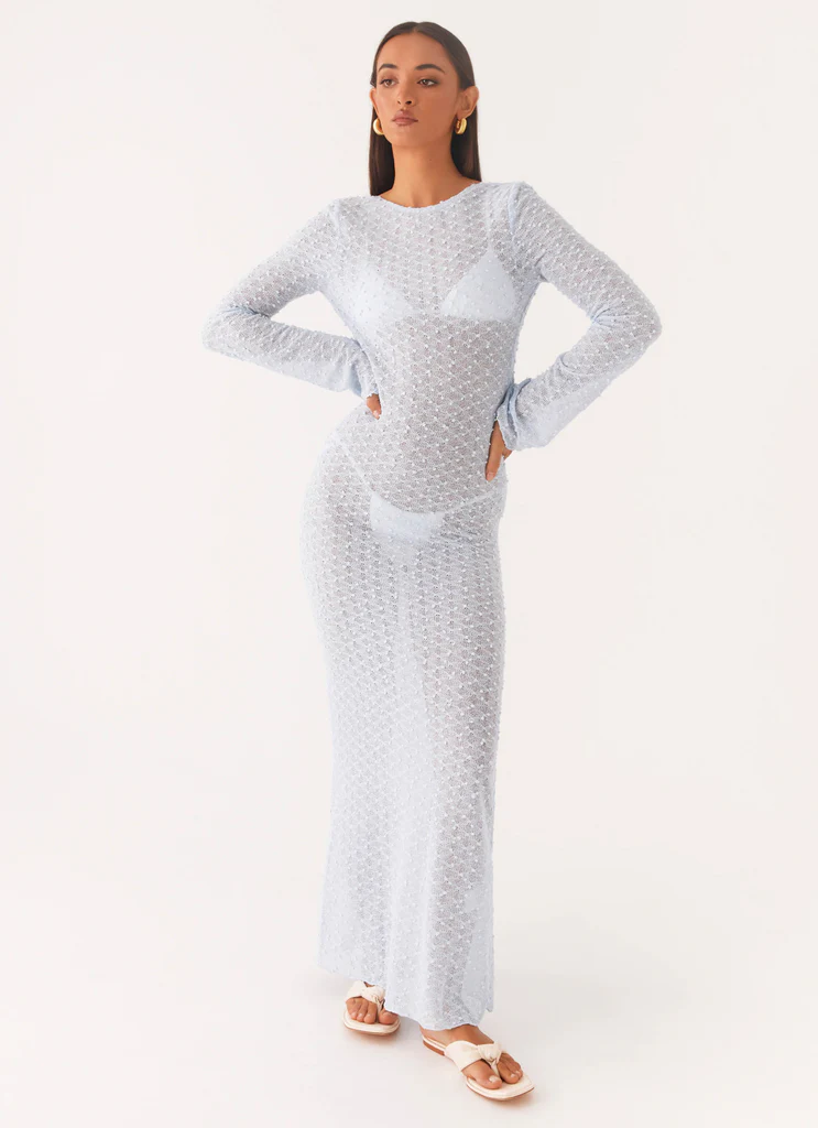 Robe maxi tricot coquine - Bleu