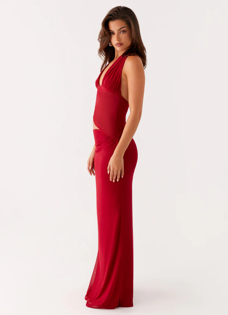 Robe maxi à bretelles Main Act - Framboise