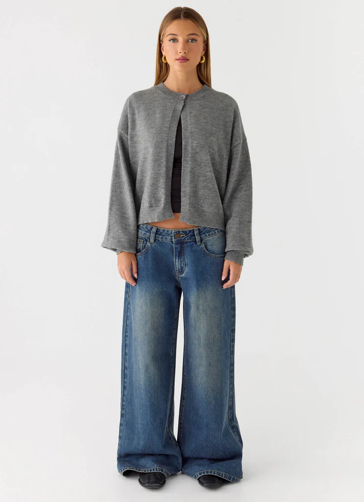 Cardigan à un bouton Annie - Gris Marle