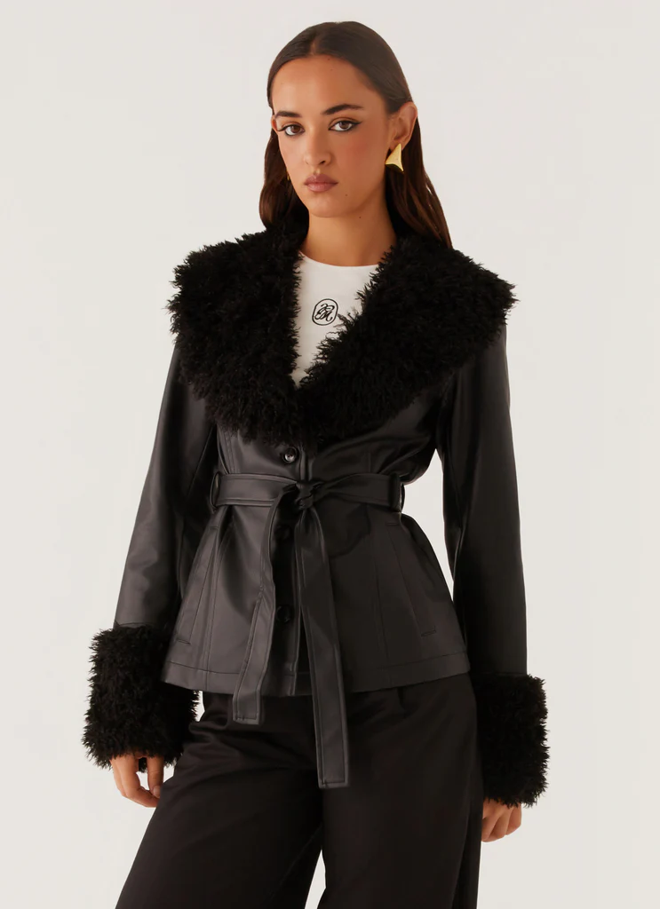Veste Street Lights avec Faux Fourrure - Noir