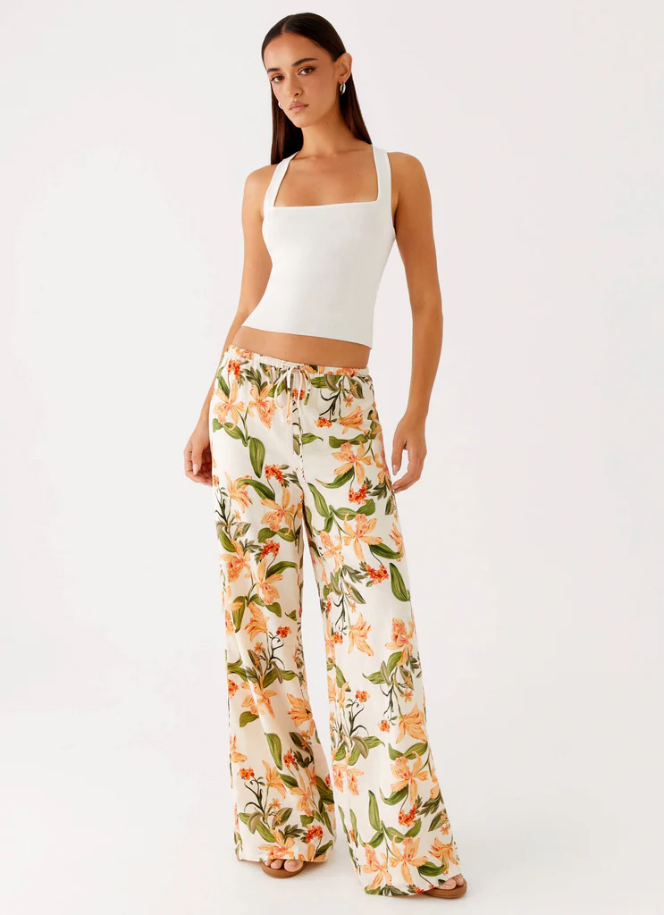 Pantalons en lin Dalida - Imprimé floral