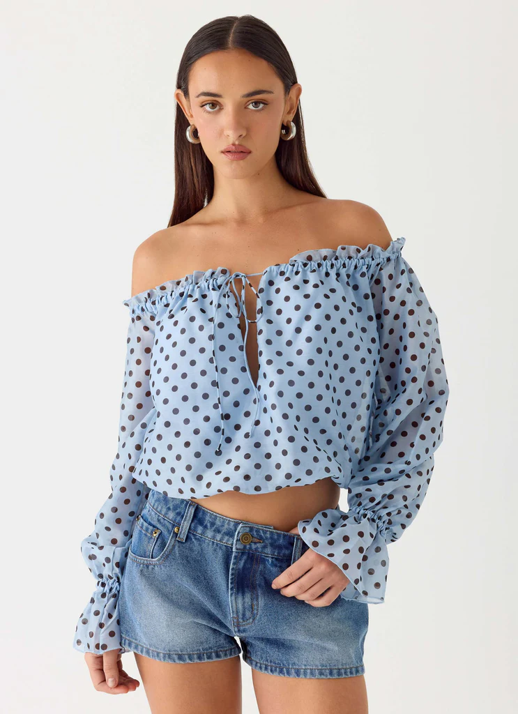 Tedara Top - Rayures Bleu Mocha
