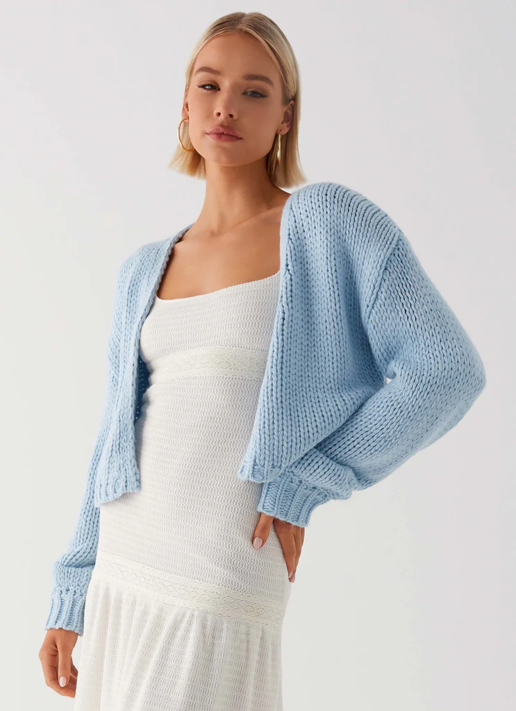 Cardigan Jacquard Jasleen - Bleu