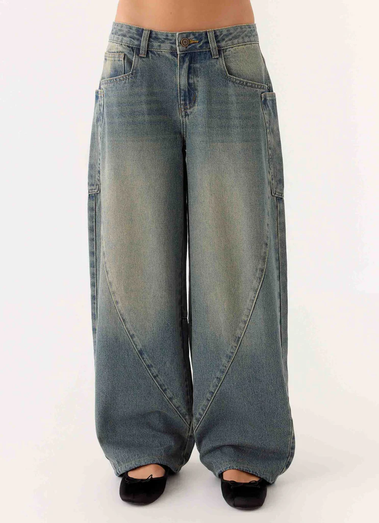Jean Denim Joseph à Hauteur Basse - Lavage Vintage Bleu