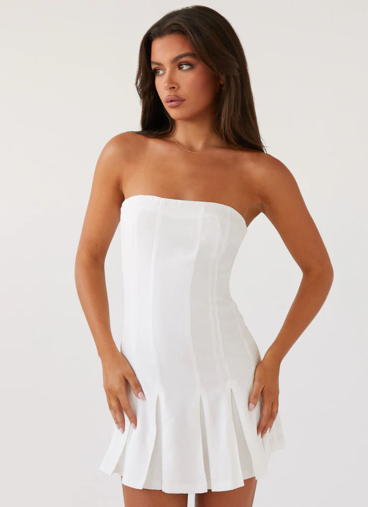 Robe Mini en Lin Saving Hearts - Blanc