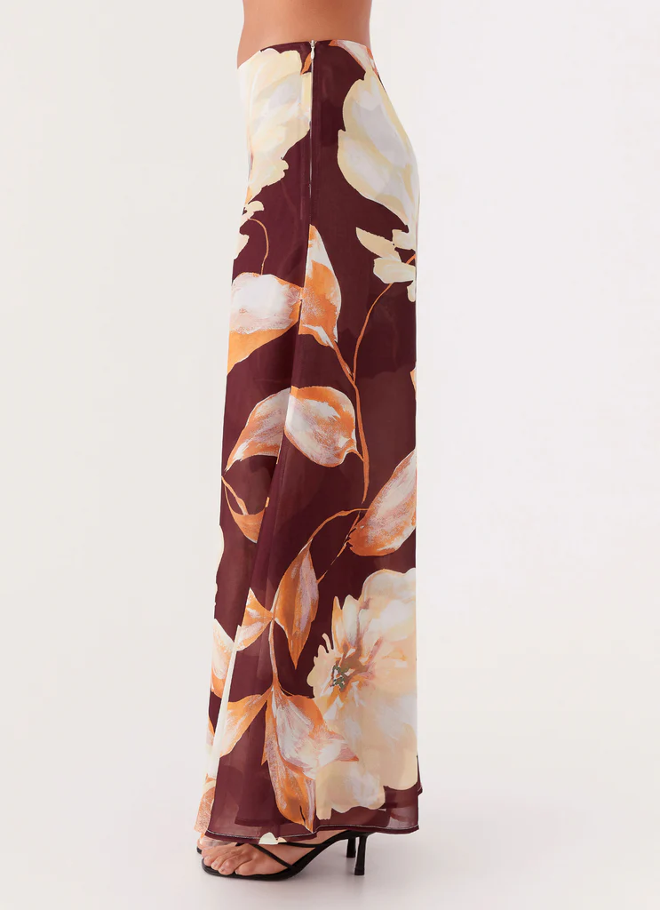Jupe Maxi Camellia - Floral Brun