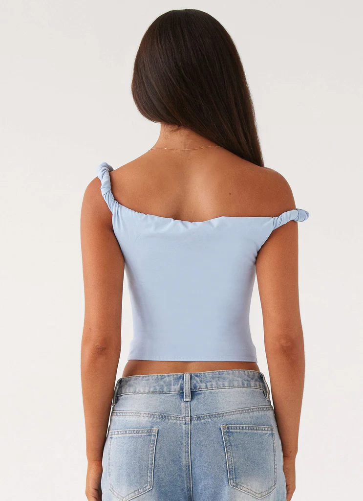 Top à épaules dénudées Solace Soul Twist - Bleu bébé
