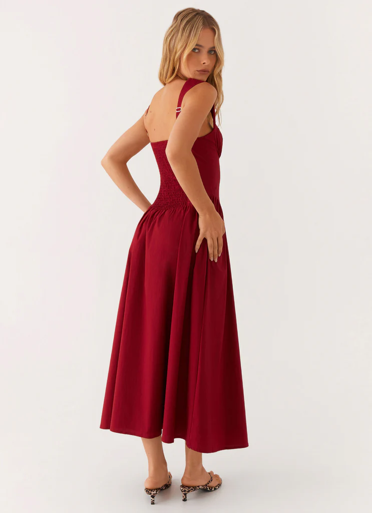 Robe Midi Emmalina - Rouge Profond