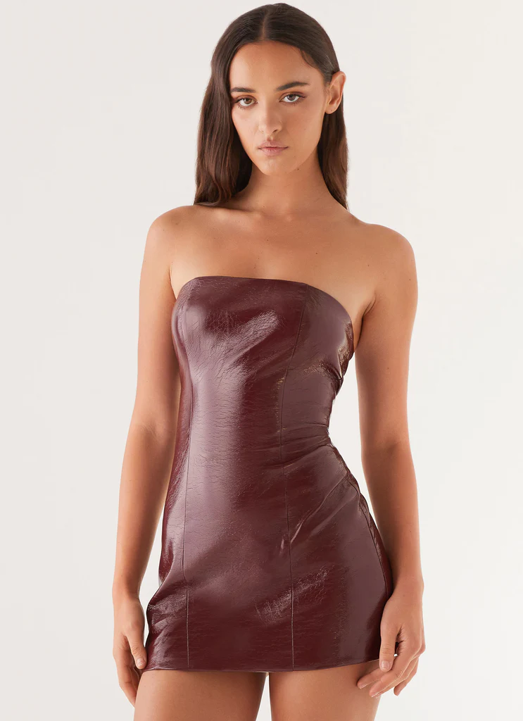 Robe Mini Sans bretelles Big Shot - Merlot