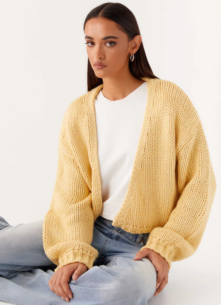 Cardigan Jacquard Jasleen – Jaune Cardigan Jacquard Jasleen - Jaune