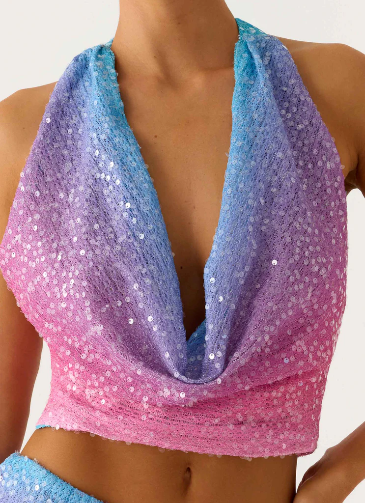 Top en tricot strass One More Time - Ombré disco