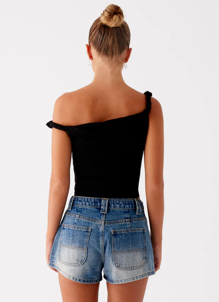 Shorts en denim Frida - Bleu lavage vintage