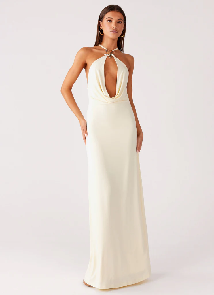 Robe Maxi Cowl Mistlight - Jaune
