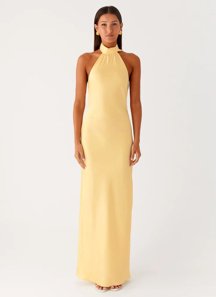 Robe maxi Keena à écharpe - Citron