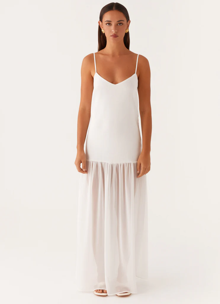 Robe Maxi en Lin Céleste - Blanc