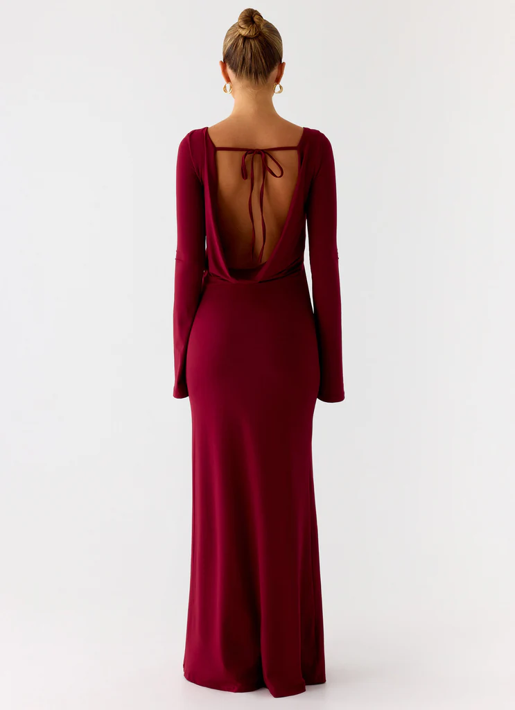 Robe maxi à manches longues Elmont - Cerise foncé