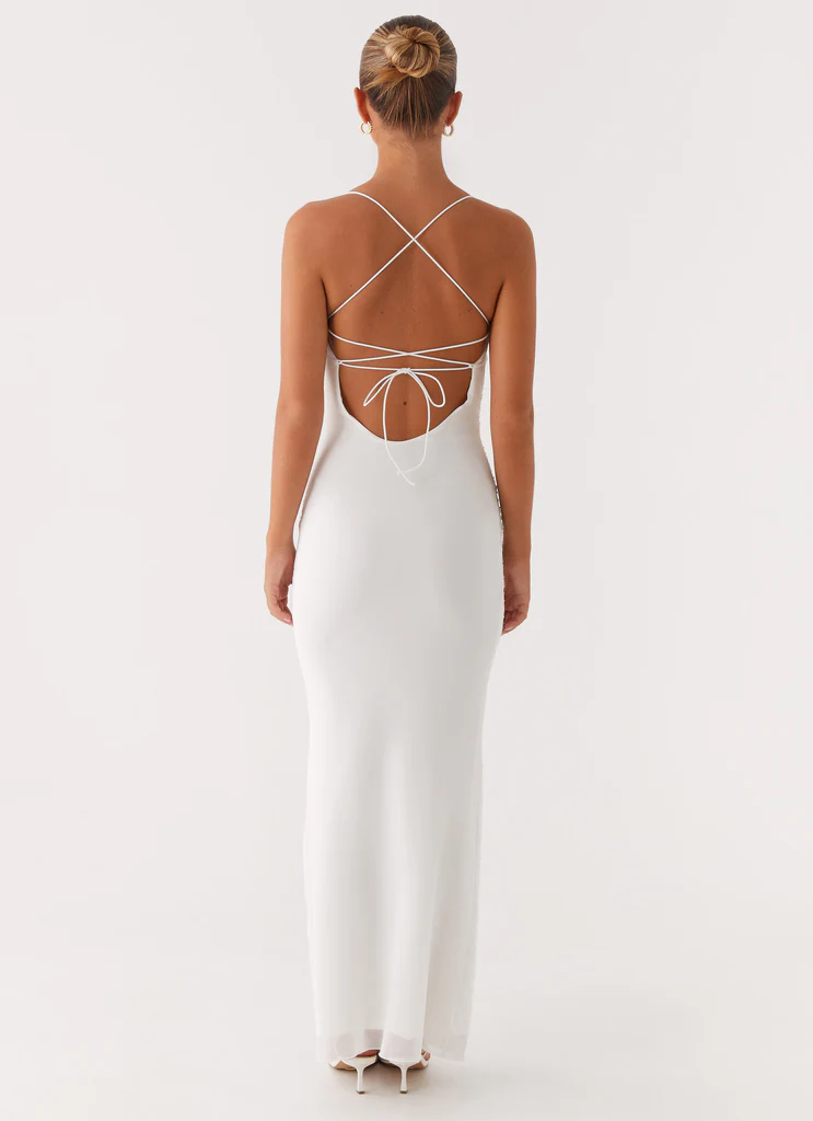 Robe maxi à perles Paxton - Blanc