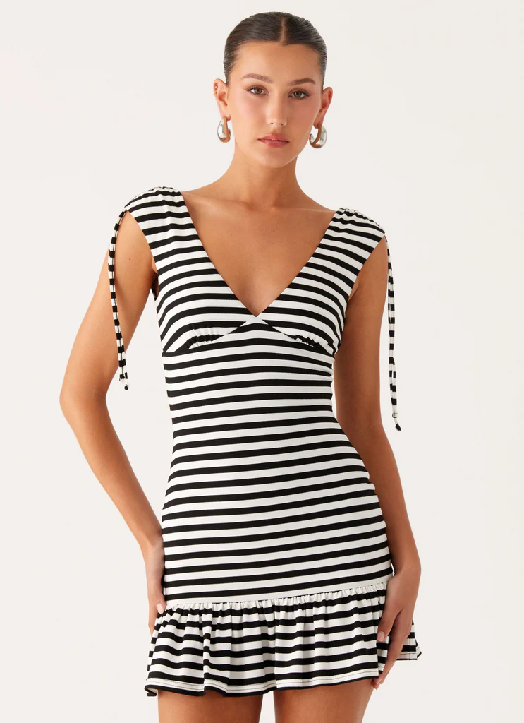 Robe Mini Acacia - Rayures Noire et Blanche
