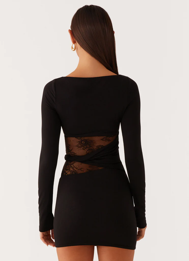 Robe Mini à Manches Longues Echo - Noir