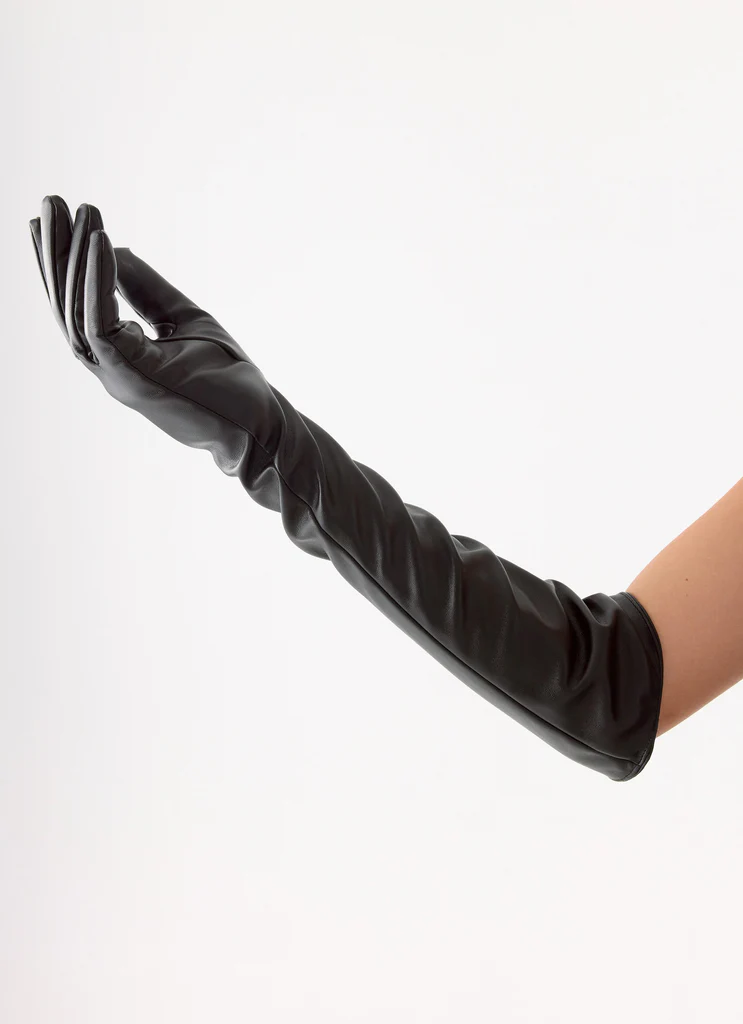 Gants en cuir synthétique Attalina - Noir