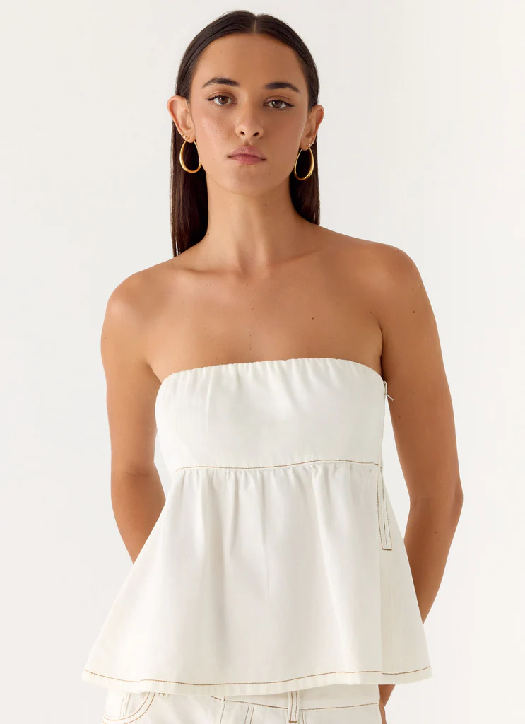 Nathan Denim Top - Blanc