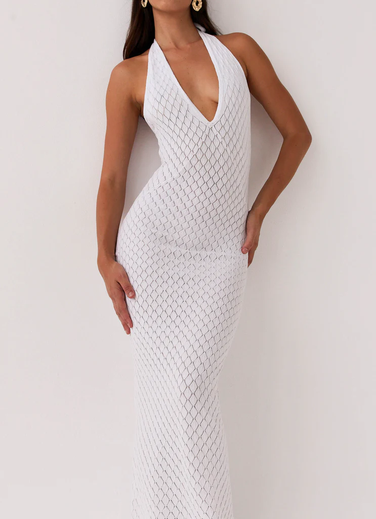 Robe maxi tricot Herald Angels - Blanc